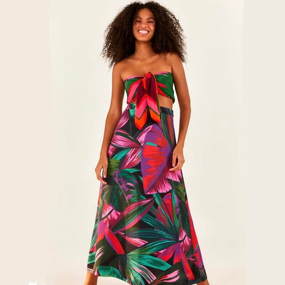 FARM Rio Dresses & Skirts - FARM RIO MIDNIGHT LEAVES MIDI SKIRT SIZE MEDIUM NWT